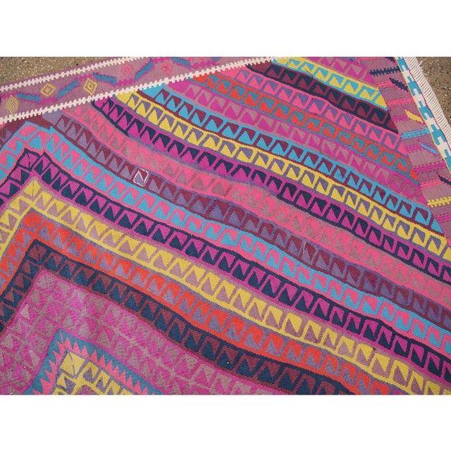 Textile Galerie Shabab Collection Colorful Mid-20th Century Turkish Flat-Weave Kilim Square Room Size Rug For Sale - Image 7 of 10
