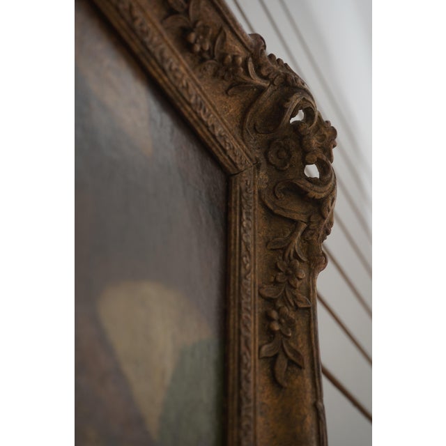 1900 - 1909 Vintage Aloysius O’kelly Oil on Canvas Painting of Man by Fireplace - Signed For Sale - Image 5 of 11