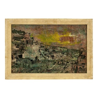 Pierre (Baron) Courtens, Rocamadour, Modernist Abstract Architectural Village Landscape For Sale