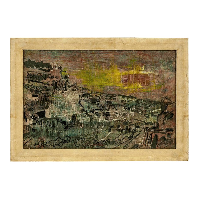 Pierre (Baron) Courtens, Rocamadour, Modernist Abstract Architectural Village Landscape For Sale