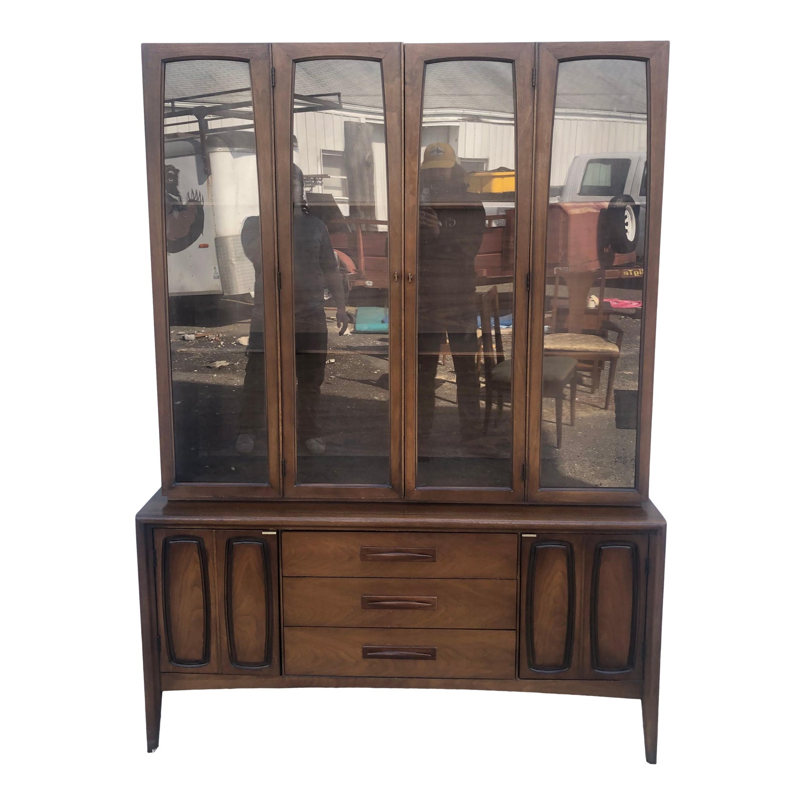 Mid Century Modern 2pc China Cabinet In Walnut Chairish