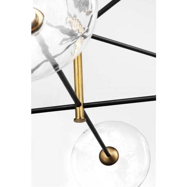 Visual Comfort Ian K. Fowler for Visual Comfort Signature Calvino X-Large Radial Chandelier in Aged Iron & Hand-Rubbed Antique Brass with Clear Glass For Sale - Image 4 of 9