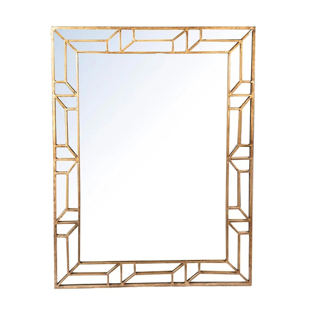 Mid-Century Modern Gold Leaf Deco Mirror For Sale - Image 3 of 3