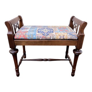 Solid Maple Bench Seat by Ludwig Baumann Company, Nyc, Newly Upholstered For Sale