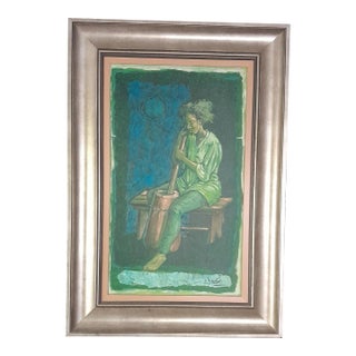 Elpedio Robinson “When Time Stands Still” Expressionist Acrylic on Canvas Painting, Signed For Sale