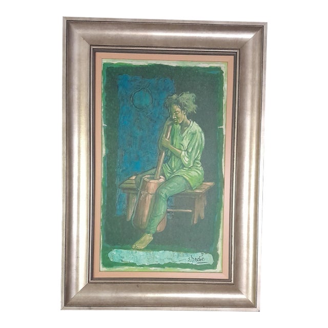 Elpedio Robinson “When Time Stands Still” Expressionist Acrylic on Canvas Painting, Signed For Sale