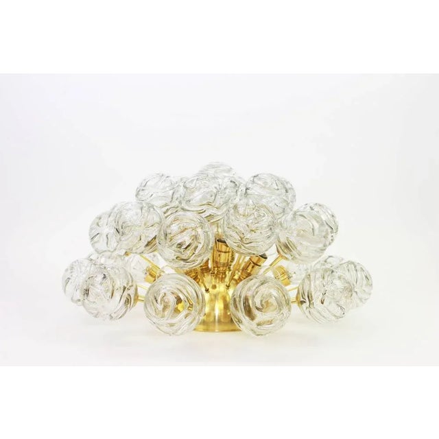 Spectacular sputnik flush mount with glass snowballs designed by doria, germany, 1970s all glass balls are in good...