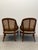 Late 20th Century Pair of Vintage Baker Furniture Walnut & Cane Barrel Lounge Chairs For Sale - Image 5 of 17