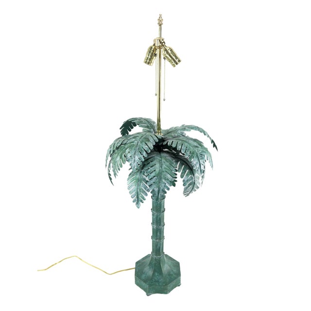 Mid 20th Century Pair of Vintage Palm Tree Table Lamps, Metal For Sale - Image 5 of 11
