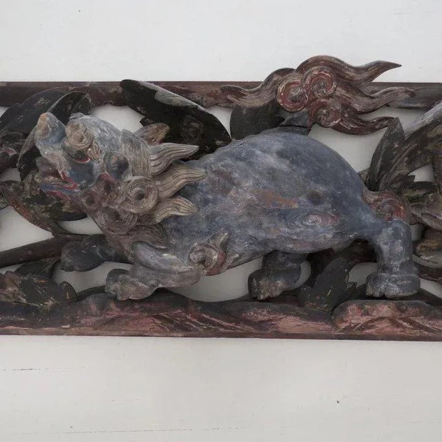 19th Century Asian Carved Polychrome Painted Panel For Sale - Image 9 of 10