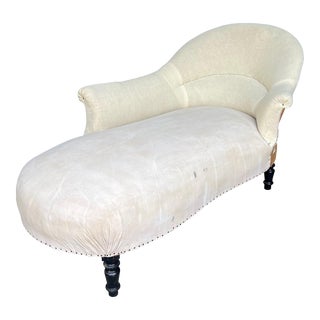 French 19th Century Chaise Lounge With Extended Arm For Sale