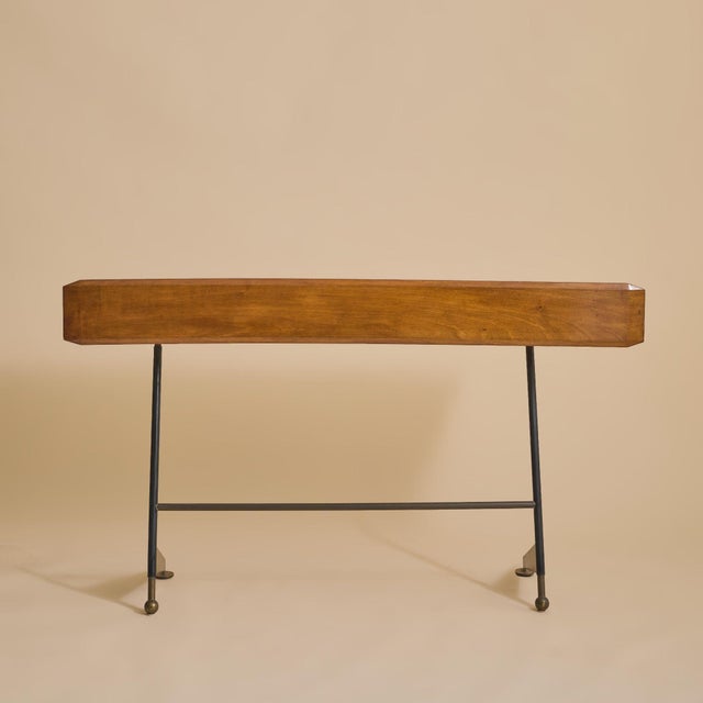 Italian Mahogany Console or Desk in the Manner of Luigi Fornasari, 1950s For Sale - Image 4 of 11