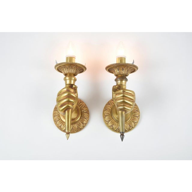 Brass Hand Wall Sconces by Andre Arbus, 1960s, Set of 2 For Sale - Image 15 of 15
