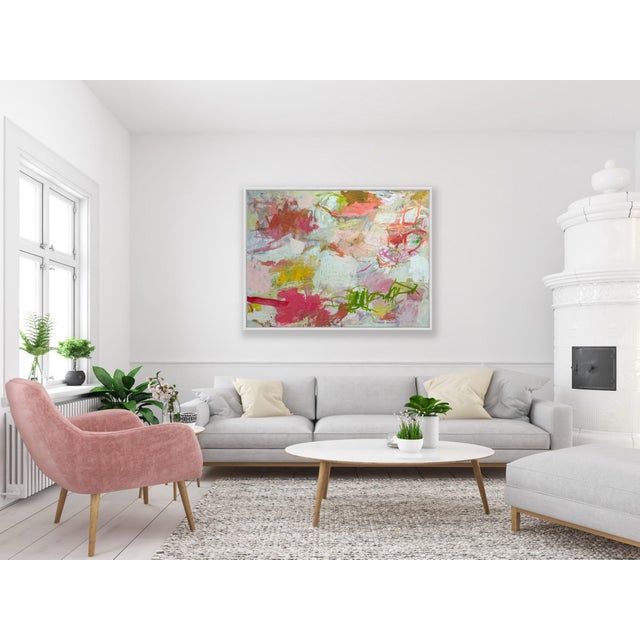 This large-scale original abstract painting is a statement piece defined by layered texture, expressive movement, and a...