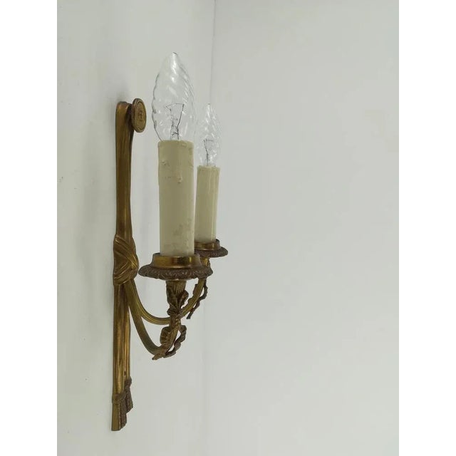 Gold Vintage French Brass Wall Light with Candles, Set of 2 For Sale - Image 8 of 10