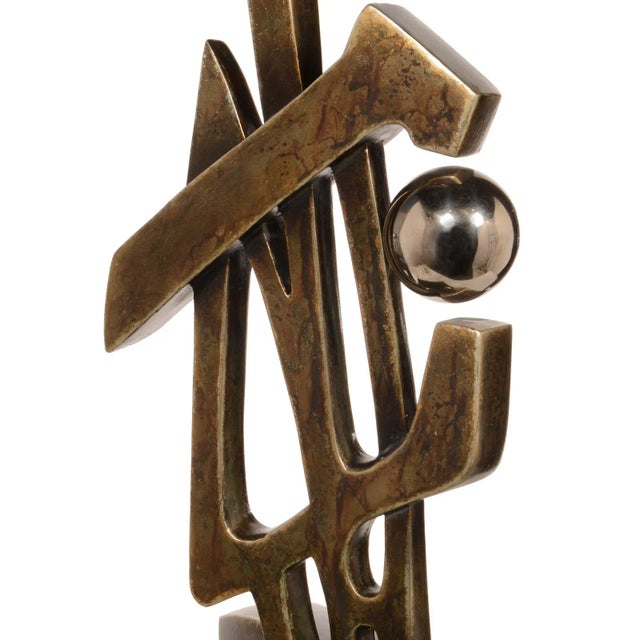 Silver Contemporary Modernist Abstract Table Lamp For Sale - Image 8 of 13