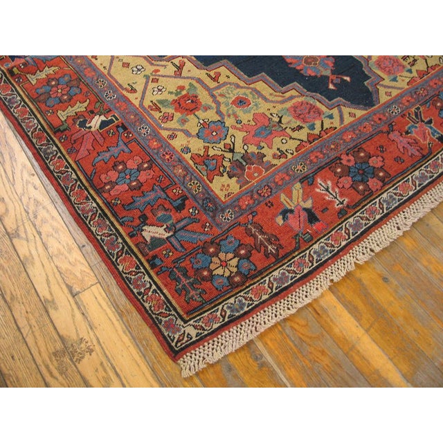 Late 19th Century 1880s Blue Medallion Antique Persian Bijar Rug 4' 9" X 8' 2" Handknotted Wool Carpet For Sale - Image 5 of 7