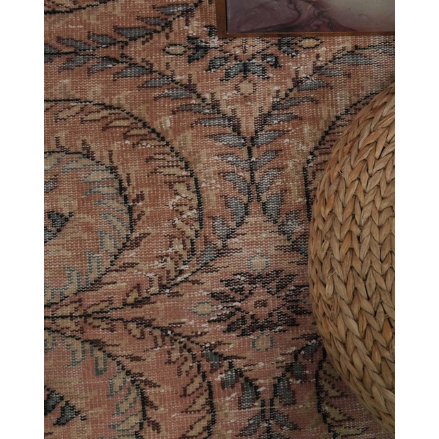 1970s Vintage Handmade Wool Cotton Brown Area Rug For Sale In San Francisco - Image 6 of 12