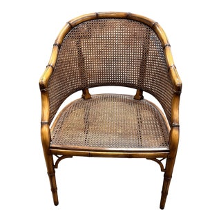 Late 20th Century Smith and Watson Caned Faux Bamboo Tub Chair For Sale