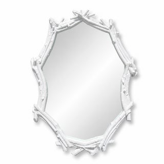 Rustic Lavender Plaster Faux Bois Tree Branch Frame Mirror For Sale