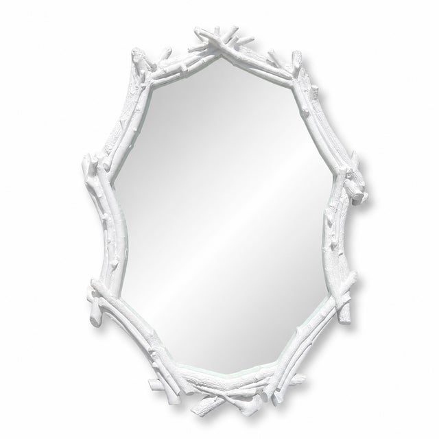 Rustic Lavender Plaster Faux Bois Tree Branch Frame Mirror For Sale