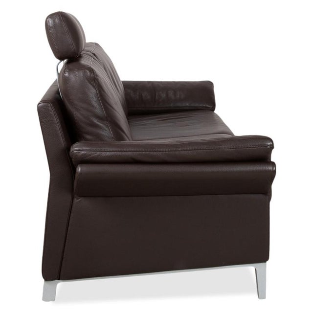 3300 Three-Seater Leather Brown Couch with Manual Function Headrest from Rolf Benz For Sale - Image 13 of 16