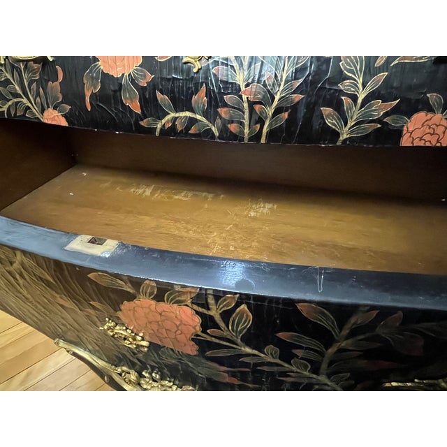 Black Louis XVI Style Hand Painted Floral Bombe Commode, Early 20th Century For Sale - Image 8 of 9