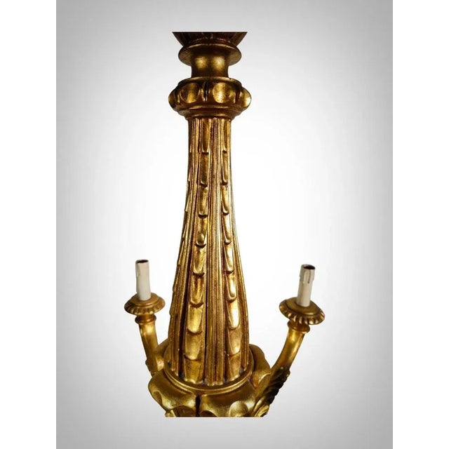 Italian Gilt Wood Chandelier, 1950s For Sale - Image 4 of 13