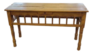 1990s Farmhouse Rustic Pine Wood Console Table