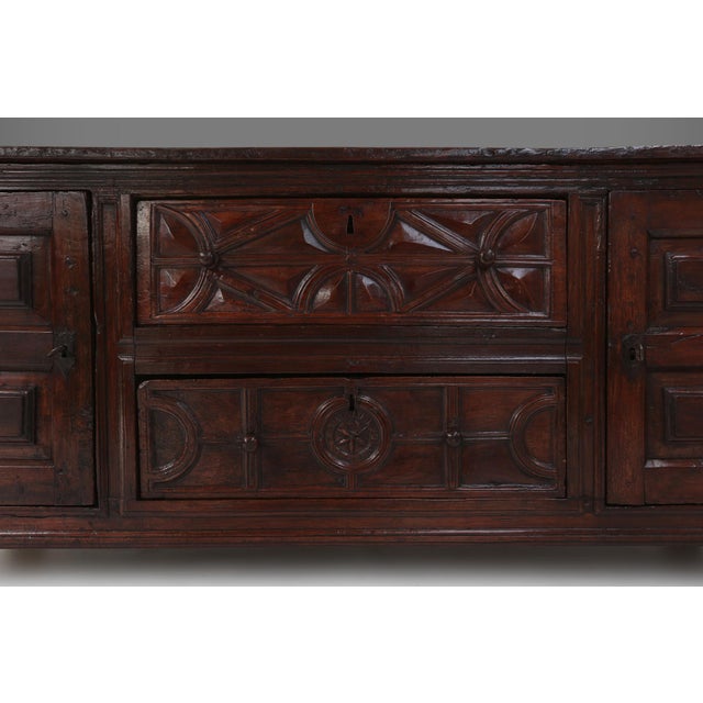 16th Century French Geometric Sideboard in Oak For Sale - Image 4 of 18