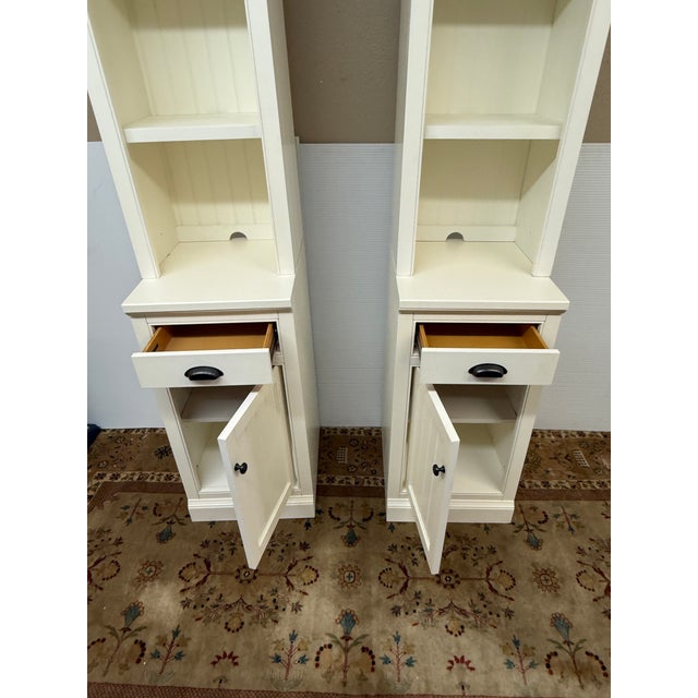 Traditional Pottery Barn Aubrey Storage Shelf With Cabinet, Pair For Sale - Image 3 of 12