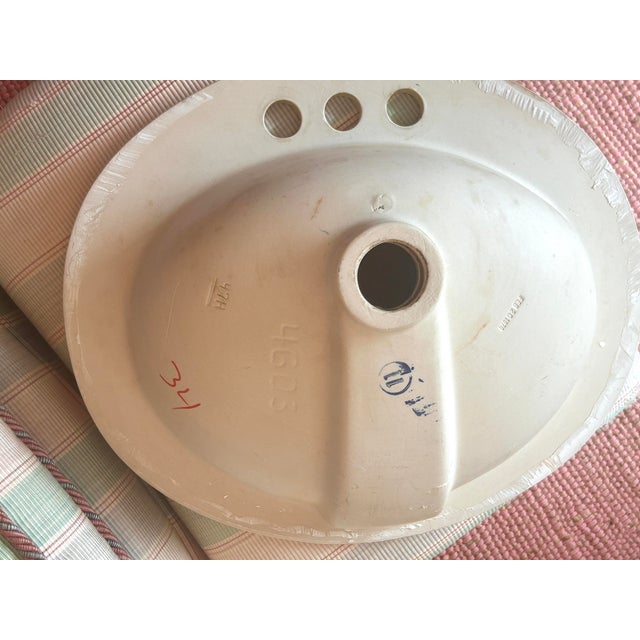 Vintage Butter Yellow Porcelain Drop in Bathroom Sink For Sale - Image 4 of 12