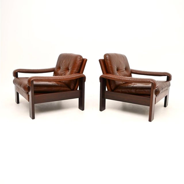 Mid-Century Modern Vintage Danish Leather Chairs, 1960, Set of 2 For Sale - Image 3 of 11