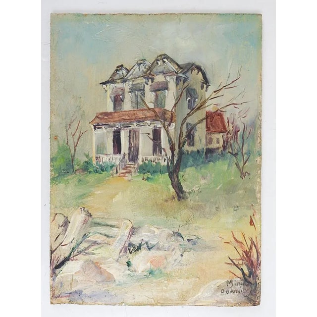 Rustic Small Mid 20th Century Old House Impressionist Painting For Sale - Image 3 of 4