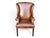 English Pair of Vintage Cognac Leather Wingback Chairs With Louis XVI–Style Fluted Legs For Sale - Image 3 of 11