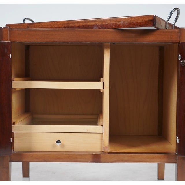 1930s 1930s Rare Kirby Beard Paris Art Deco Mahogany Bar Cabinet Trolley on Casters With Original Tray For Sale - Image 5 of 8