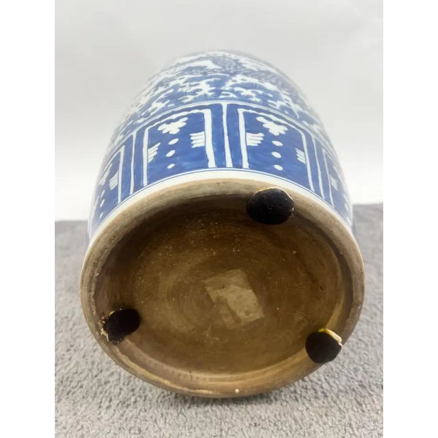 Imperial Chinese Qing Dynasty Style Blue & White Dragon Porcelain Vase For Sale - Image 10 of 10