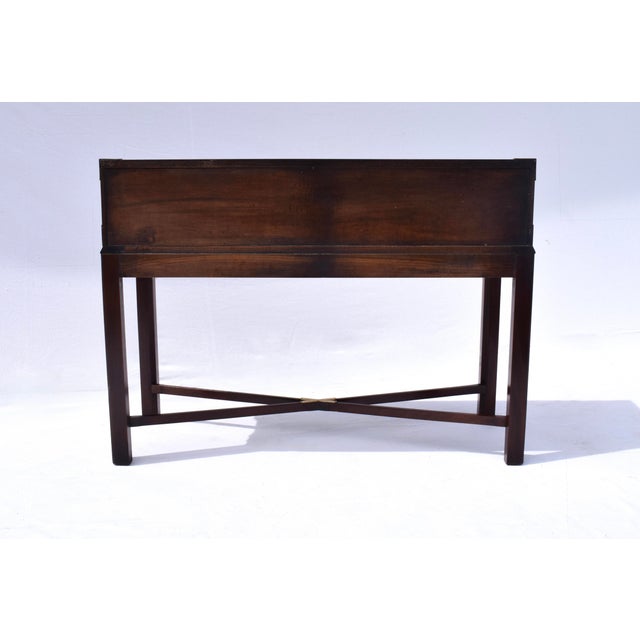 Mahogany Campaign Style Two Drawer Console Table For Sale - Image 11 of 14