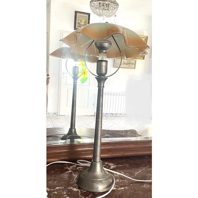 1980s Vintage Space Age Amber Glass Table Lamp from Ikea, 1960s For Sale - Image 5 of 18