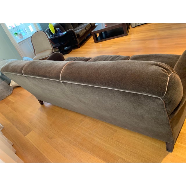 Art Deco Modern Schumacher Mohair Three Seat Sofa / 2 Available For Sale - Image 3 of 12