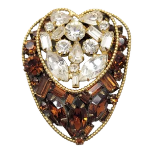 Vintage 1950s Signed Hattie Carnegie Faux-Topaz & Clear Rhinestone Brooch