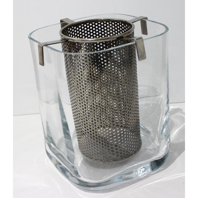 MidCentury Swedish Modern Orrefors Wine Cooler Glass and Stainless