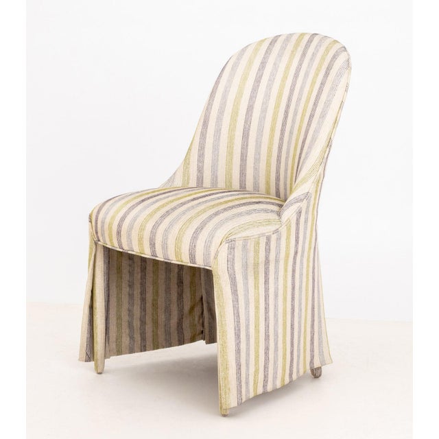 Set of Four Modern Striped Upholstered Dining Chairs For Sale In New York - Image 6 of 9