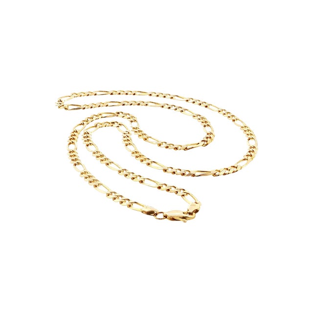 Modern Late 20th-Century 14 Karat Yellow Gold 4.8mm 24" Figaro Neckchain For Sale - Image 3 of 4