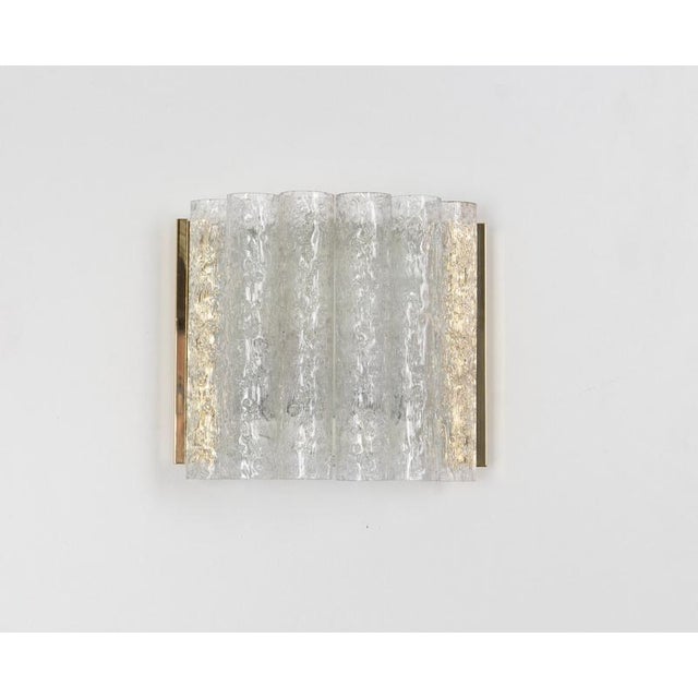Brass Ice Glass Wall Sconces attributed to Doria, Germany, 1960s, Set of 2 For Sale - Image 3 of 9