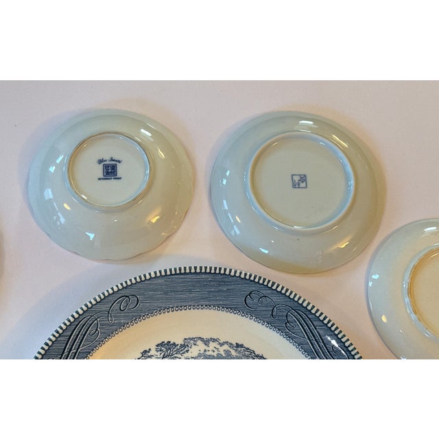 Blue Vintage Blue and White Wall Plates - Set of 10 For Sale - Image 8 of 14