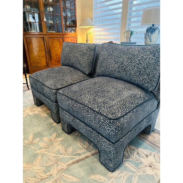 Wood Pair of 1980s Slipper Chairs | Reupholstered Designer Velvet For Sale - Image 7 of 8