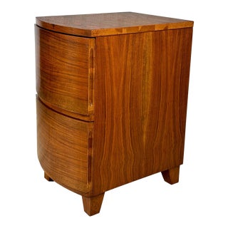 Mid-Century Modern Walnut Sculptural Curved End Table Nightstand For Sale