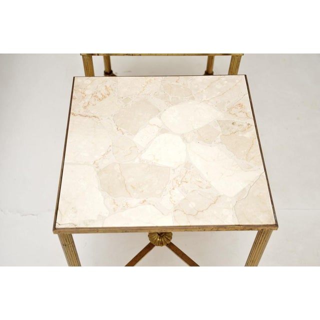 Vintage French Brass and Marble Side Tables, 1960, Set of 2 For Sale - Image 4 of 11