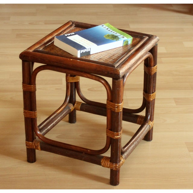 Handmade rattan, bamboo and wooden plant stand - the plant stand brings the charm of past decades into any room. The...